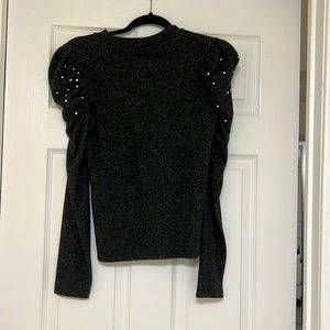 USED. Zara sweater shirt with Swarovski, grey , size M